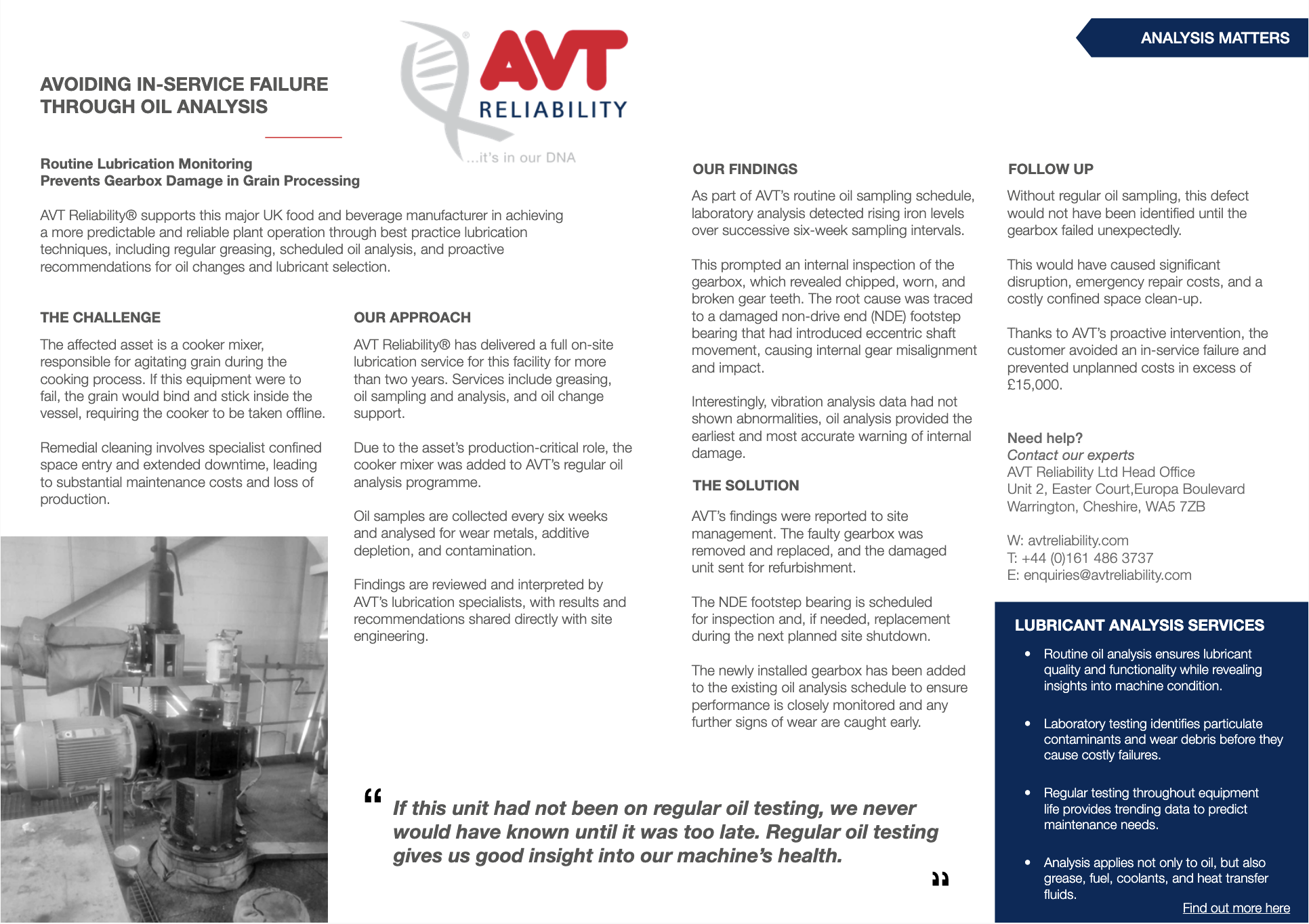 Grain Processing Lubrication Analysis