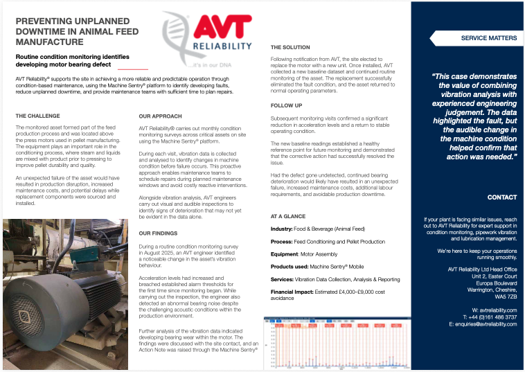 Preventing unplanned downtime in feed manufacture