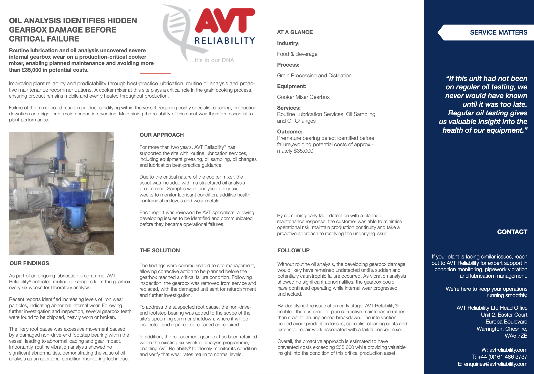 Lubrication Analysis Supports Grain Processing Reliability